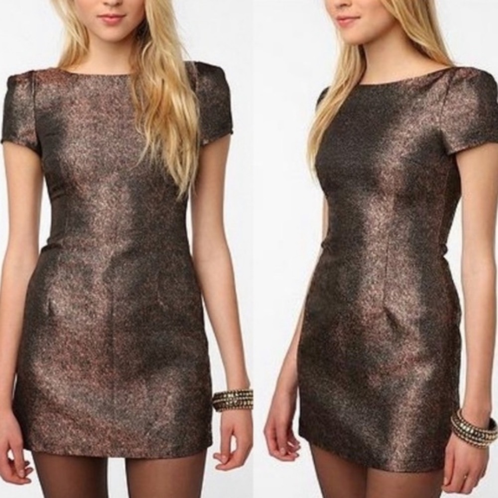 Ladakh Shimmer Mini Dress - Black and Gold